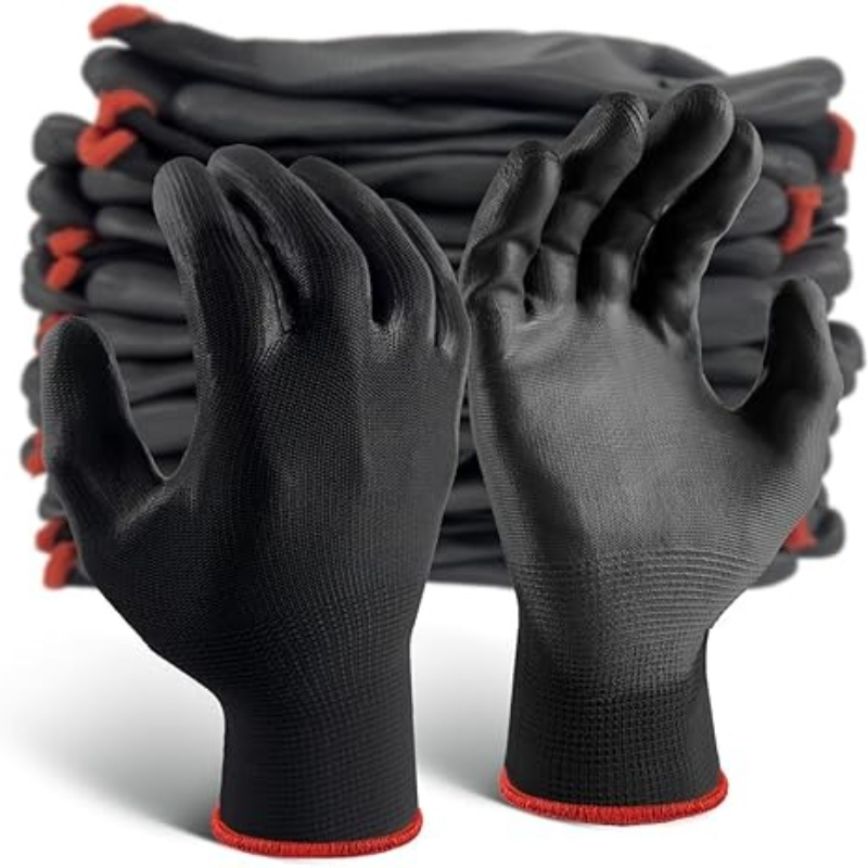 Garden Gloves Thorn Proof - 6/12/18PCS Black PU Coating Gloves Anti-Slip