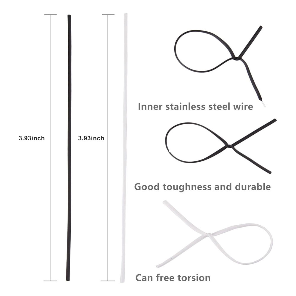 100Pcs BK WH Oblate Iron Wire  - Garden Wire Twist Tie ulasan dan harga