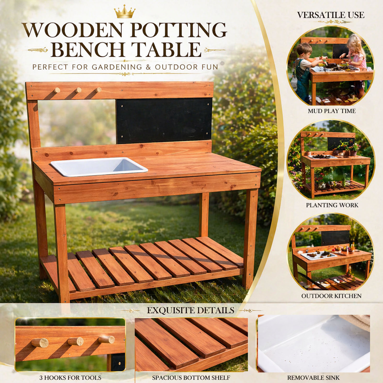 Wooden Potting Benches For Chi - Gardening Tools For Kids ulasan dan harga