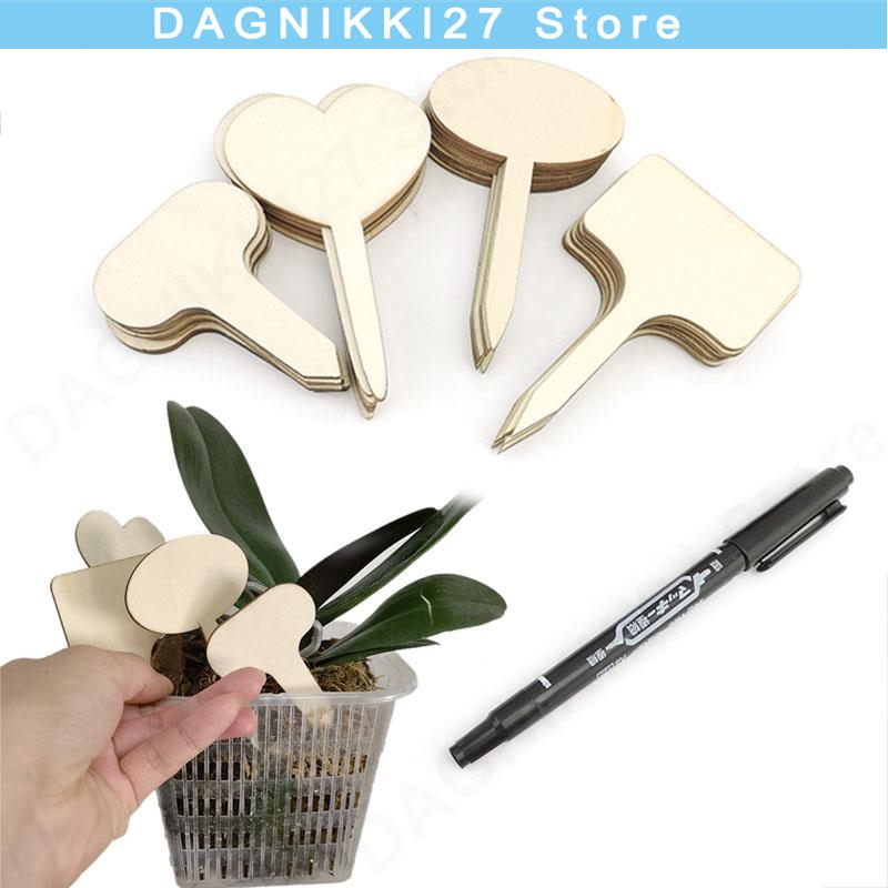 10x T-Type Wooden Plant Labels - Gardening Tools Labeled ulasan dan harga