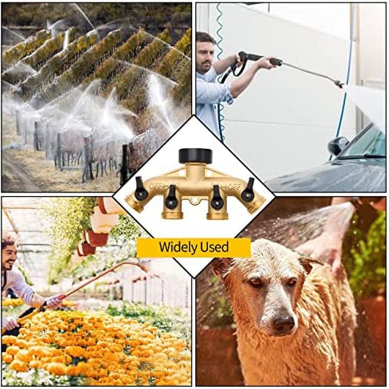 ABNQ 4 Way Brass Hose Splitter - Gardening Tools Yellow ulasan dan harga