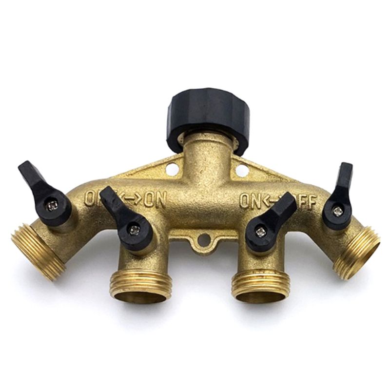 ABNQ 4 Way Brass Hose Splitter - Gardening Tools Yellow ulasan dan harga