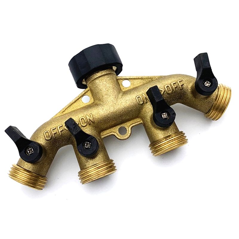 ABNQ 4 Way Brass Hose Splitter - Gardening Tools Yellow ulasan dan harga